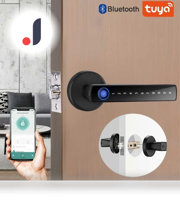 Smart Door Lock Handle with Fingerprint Key Card — Electromagnetic Security Locks, YDM Beauty Life