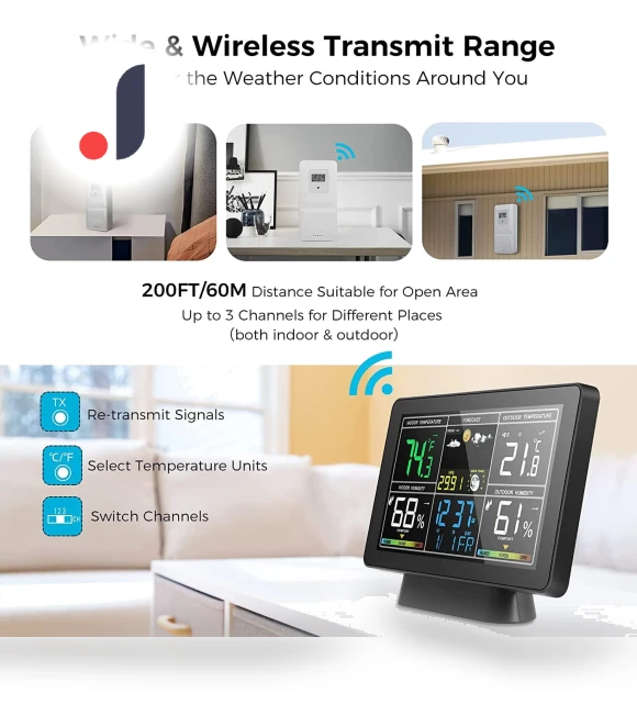Smart Weather Station with Color Screen — Weather Monitoring Clocks, TOMTOP JMS