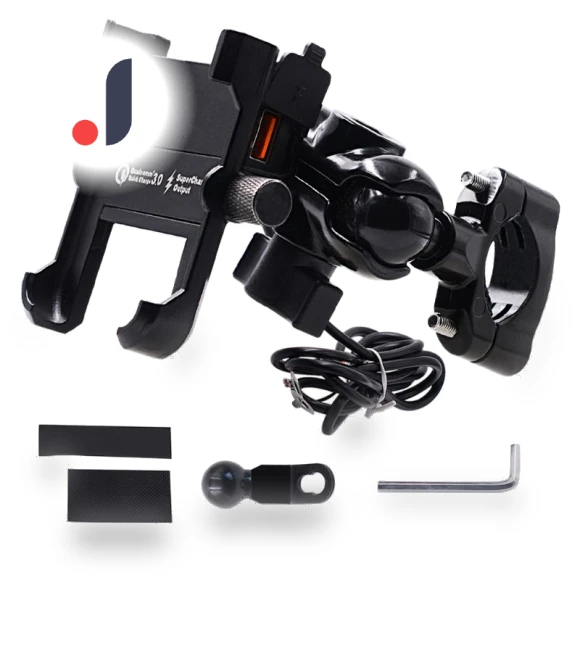 Waterproof Metal Motorcycle Smart Phone Mount with QC 3.0 USB Quick Charger — Dashboard Installation Kits, Cars Auto Home