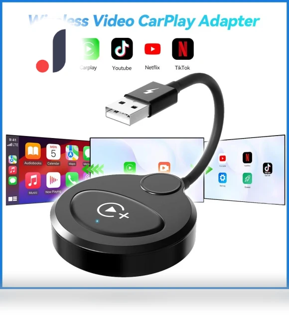 Wireless CarPlay Adapter with Youtube Netflix TikTok Support — Phone Accessories, Auto Launcher