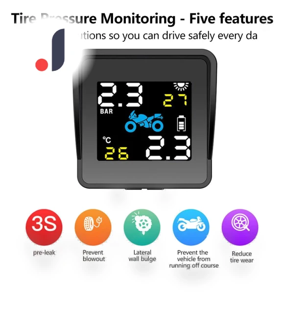 Wireless Solar-Powered Motorcycle Tire Pressure Detector — TPMS Sensor Replacements, RuJia Home Decor