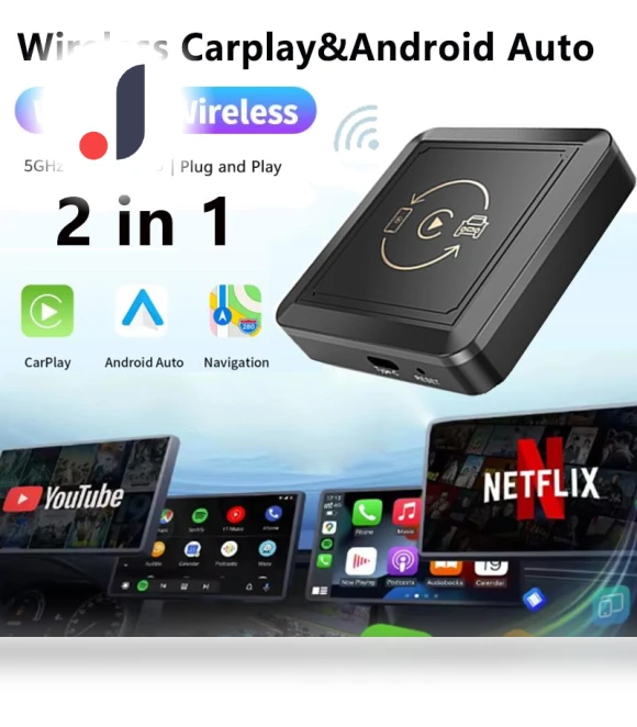 2-in-1 Wired Wireless CarPlay Android Auto Adapter for OEM Car Stereo — Stereo Receivers, Auto Launcher