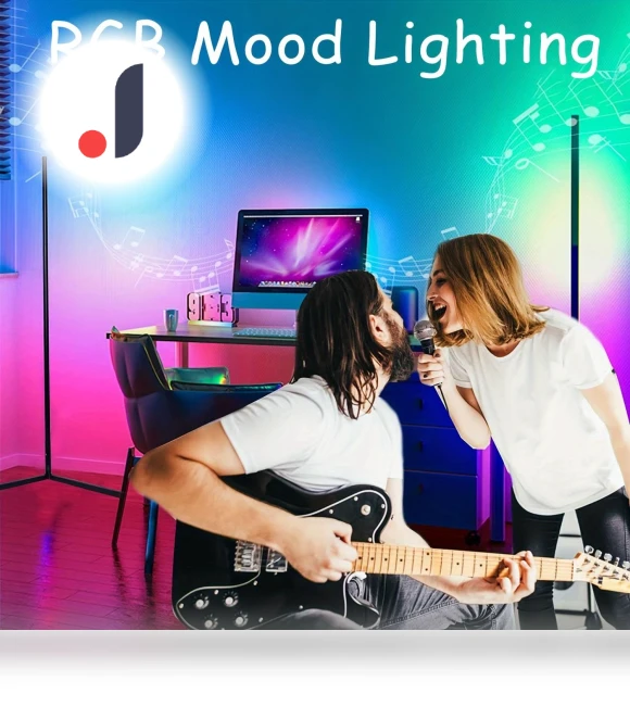 Adjustable Smart Bluetooth RGB LED Mood Floor Lamp — Standing Lights, OFFICE-MALL