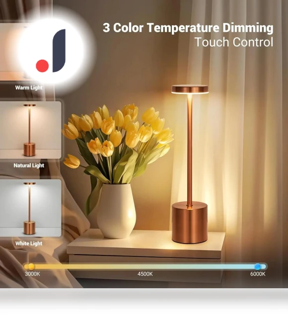 Classic Wireless USB Rechargeable 3 Colors LED Table Lamp — Desk & Table Lighting, Build My Home