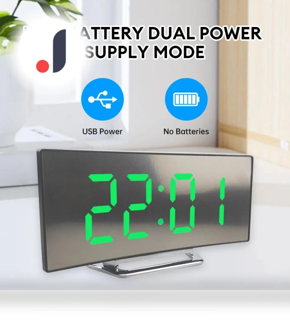 Curved LED Electronic Clock with Sleep Temperature — Clocks, Purely Home Goods
