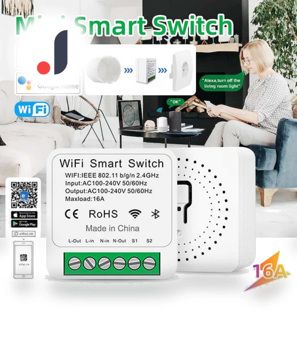 Mini 16A 2way Control Wifi Smart Switch Module — Smart Home Hubs & Controllers, Homeware Essentials