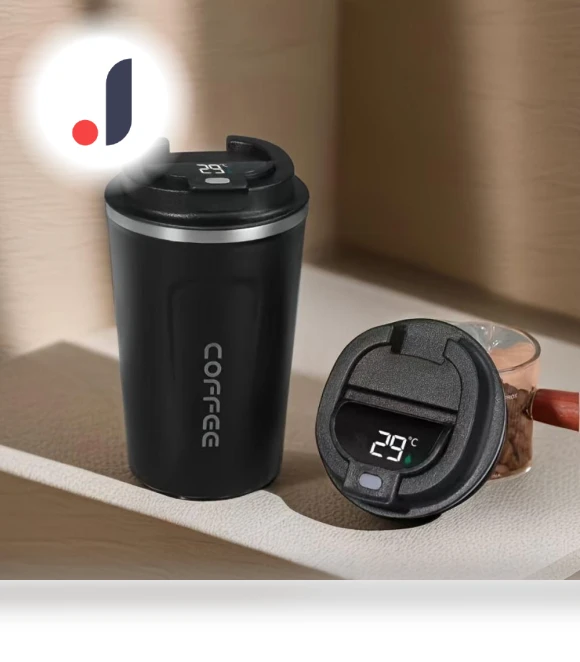 Smart Coffee Cup with Temperature Display — Beverage Warmers, Clock-Mall