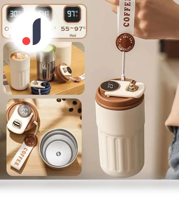 Smart Thermos Water Bottle with Digital LED Temperature Display — Beverage Warmers, Cozy Cottage-Relax