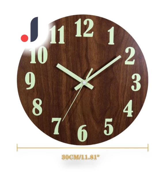 12-inch Glowing Wooden Wall Clock — Clocks, Rainbow Rain