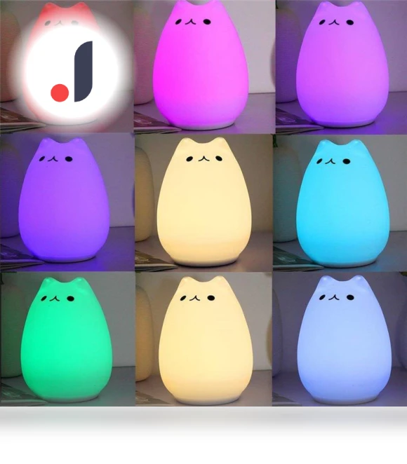 Creative Silicone LED Cat Night Light — Night Lights, Rainbow Rain