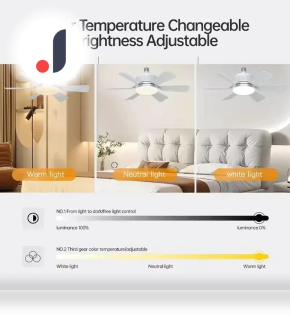 Smart Remote Control Ceiling Chandelier with LED Bulb Fan Lamp — Ceiling Fans & Accessories, Rainbow Rain
