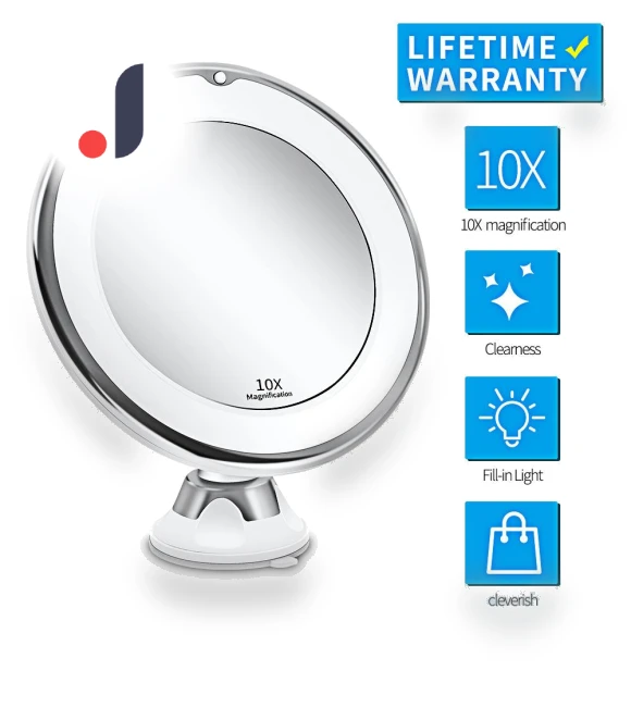 10x Magnifying Mirror with LED Light — Handheld, Makeup Kits