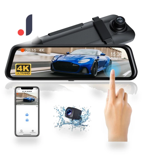 4K WiFi Mirror Dash Cam — Rearview Cameras for Cars, JOHO