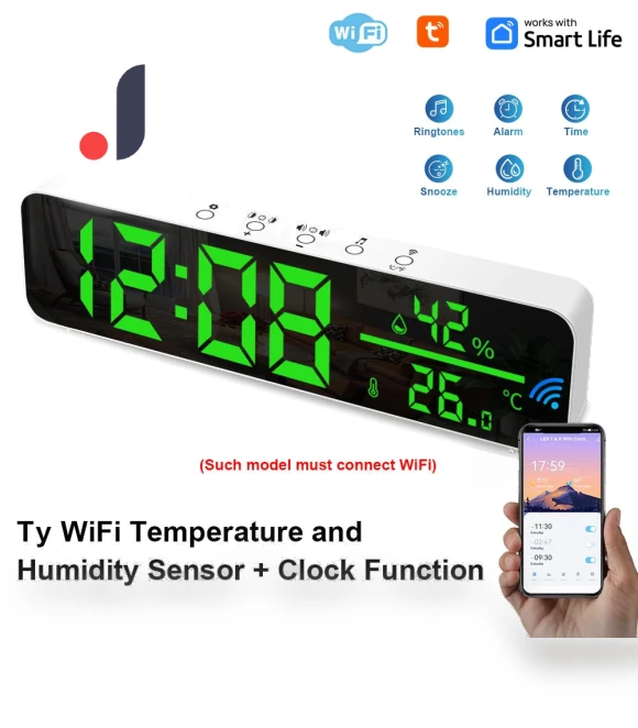 Digital WiFi Clock with Temperature and Humidity Sensor — Alarms & Clocks, Tooarts
