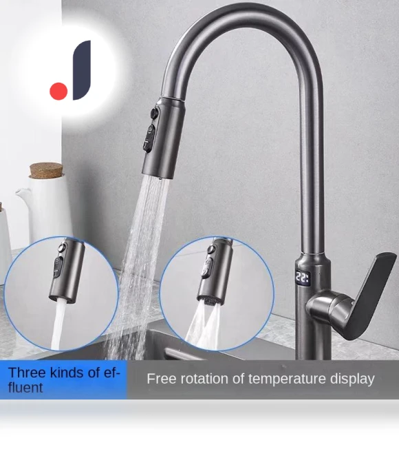 Smart Kitchen Faucet with Digital Display — Smart-Touch Kitchen Faucets, QIANBAIDI