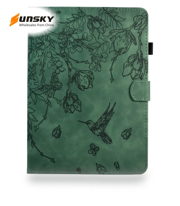 Flowers and Bird Embossed Smart Leather Tablet Case for iPad 10th Gen 10.9 2022 — Keyboard Cases