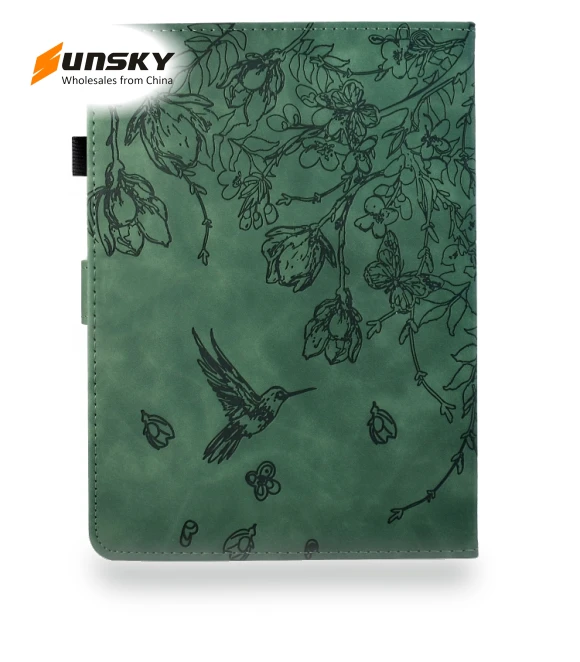 Flowers and Bird Embossed Smart Leather Tablet Case for iPad 10th Gen 10.9 2022 — Keyboard Cases