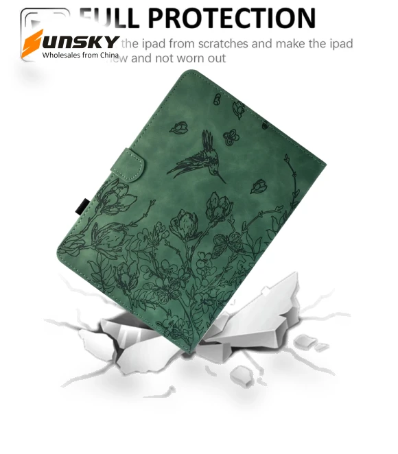 Flowers and Bird Embossed Smart Leather Tablet Case for iPad 10th Gen 10.9 2022 — Keyboard Cases