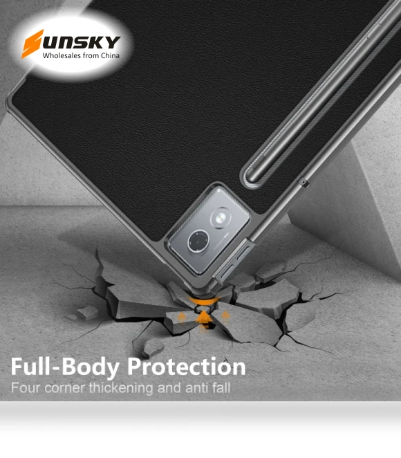 3-folding Leather Smart Tablet Case for Lenovo Tab P12 12.7 — Keyboard Cases, Lenovo