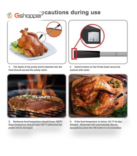 Wireless Bluetooth Smart Food Oven Thermometer — Thermometers, BBQ Kitchen