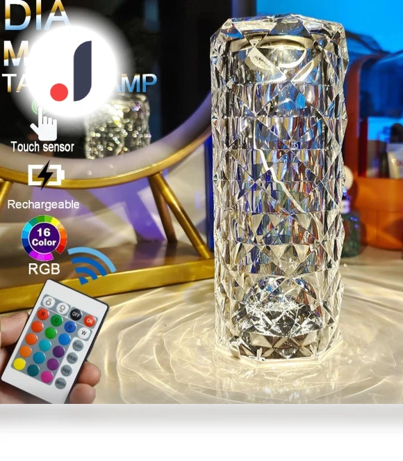 Diamond Crystal Table Lamp with USB Charging — Overhead Lighting, Refreshing Home