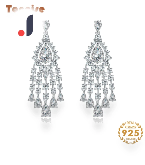 Sterling Silver S925 Earrings with Smart Fringe and Geometric Asymmetry — Drop & Dangle, Tancision