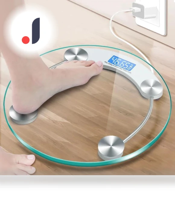 Transparent Round Digital Bathroom Scale — Weight Management Tools, Refreshing Home