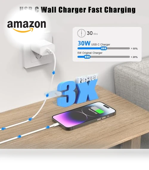 30W USB C Fast Charger with 6FT Cable — Chargers, DIIMO