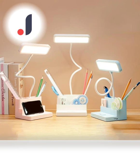 LED Desk Lamp with Pen Storage — Study & Desk Lighting, JM
