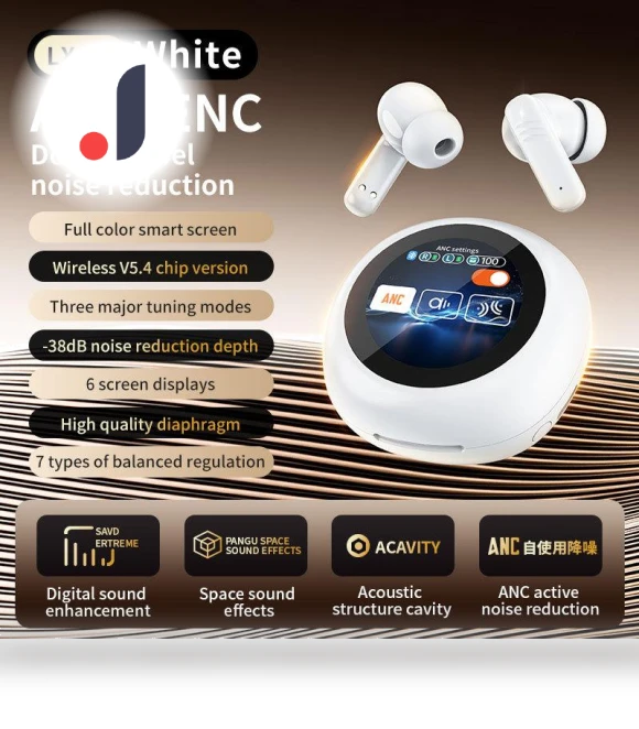 Wireless Headphones with Round Touch Screen — In-Ear Headphones, Shunxinruyi