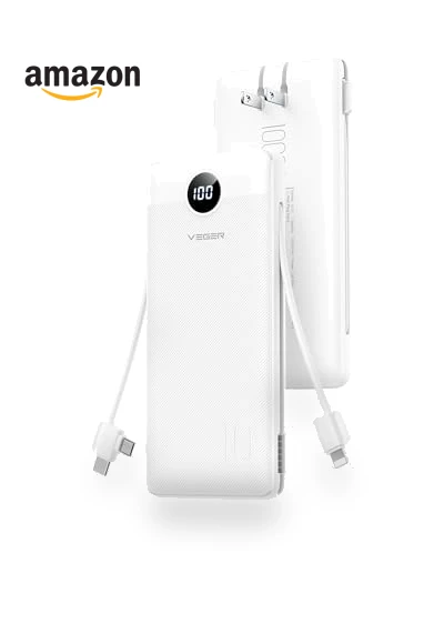 Portable Charger with Built-in Cables — Charging Solutions, VEGER