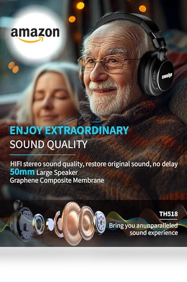 Wireless TV Headphones for Seniors — In-Ear Headphones, cwuiga