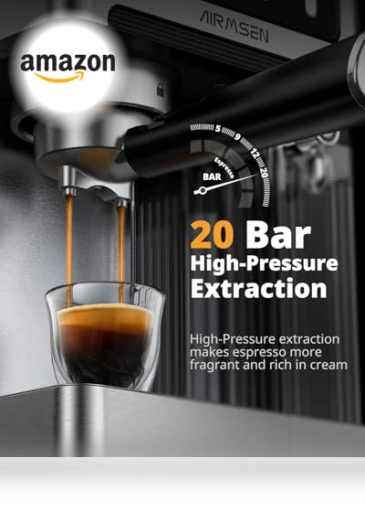 20 Bar Espresso Machine with Automatic Milk Frother — Coffee & Espresso Combos, AIRMSEN