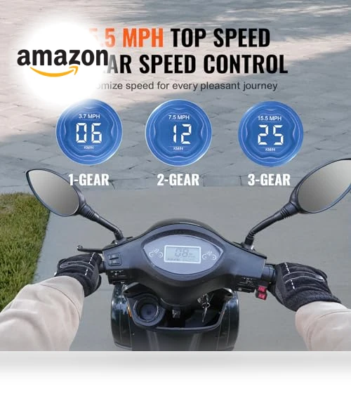 Heavy Duty 4-Wheel Mobility Scooter — Electric Self-Balancing Scooters, VEVOR
