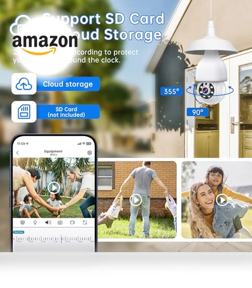 2K Light Bulb Security Camera — Smart Home Security, Noahtec