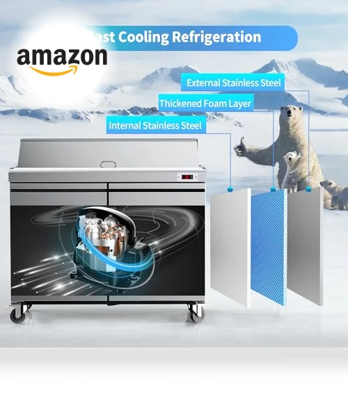 Commercial Refrigerator Sandwich Salad Prep Table — Sandwich Makers & Panini Presses