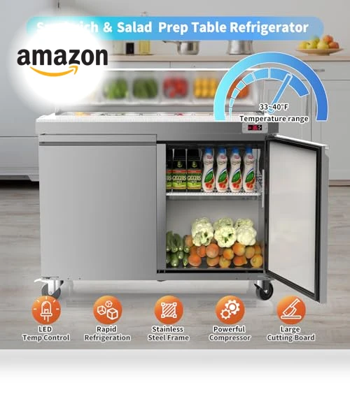 Commercial Refrigerator Sandwich Salad Prep Table — Sandwich Makers & Panini Presses