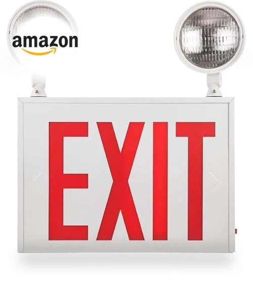 LED Steel Exit Sign Combo — Emergency Fixtures, Sunlite