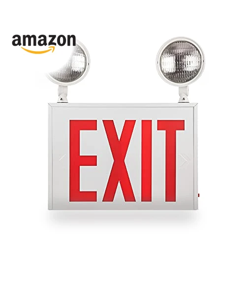 LED Steel Exit Sign Combo — Emergency Fixtures, Sunlite