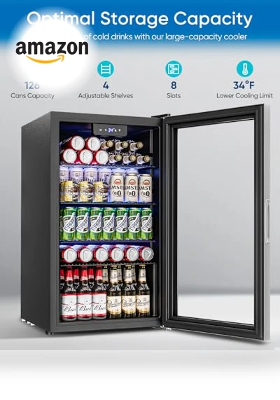 Mini Fridge with Glass Door — Mini Fridges, Feelfunn