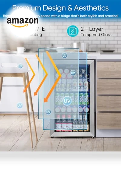 Mini Fridge with Glass Door — Mini Fridges, Feelfunn