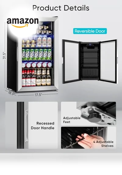 Mini Fridge with Glass Door — Mini Fridges, Feelfunn
