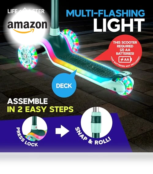 3-Wheel Kids Scooter with Multi-Color Lights — Pedal Cars, Lifemaster