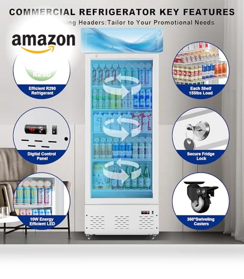 Commercial Beverage Fridge Merchandiser Refrigerator — Drink Coolers, ECEVT