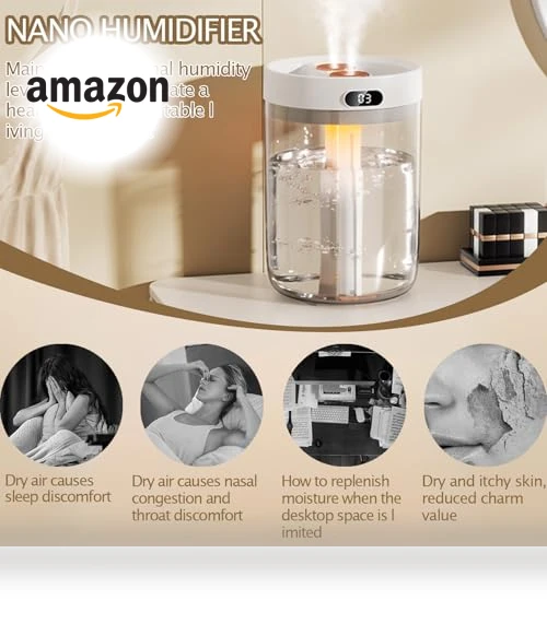 Cool Mist Humidifier with Colorful Breathing Light — Air Moisturizers