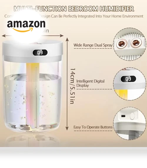 Cool Mist Humidifier with Colorful Breathing Light — Air Moisturizers