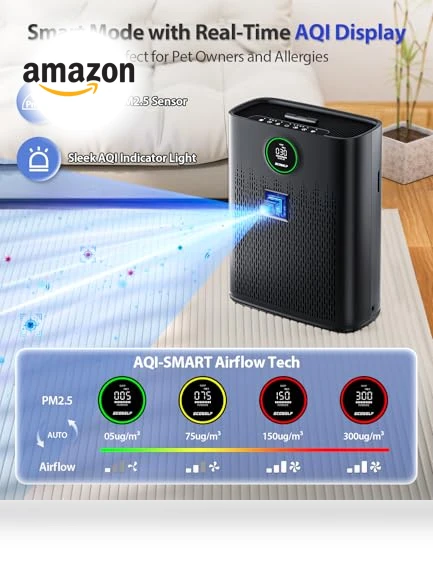 Large Room Air Purifier with Smart Mode — Activated Carbon Air Purifiers, ECOSELF