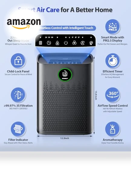 Large Room Air Purifier with Smart Mode — Activated Carbon Air Purifiers, ECOSELF