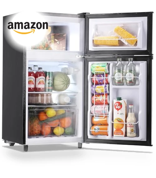 Mini Fridge with Freezer Two Doors Compact Refrigerator — Mini Fridges, WANAI