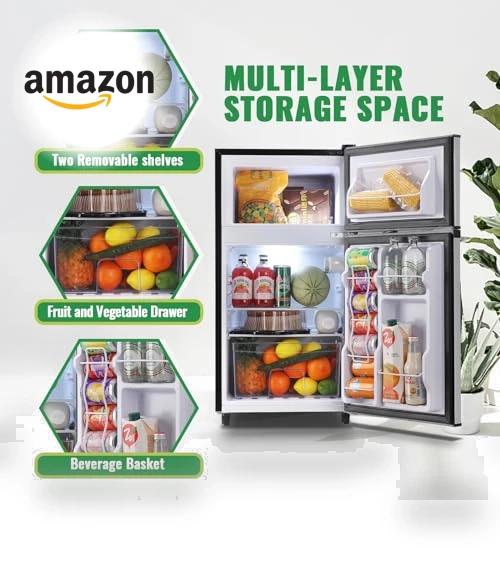 Mini Fridge with Freezer Two Doors Compact Refrigerator — Mini Fridges, WANAI